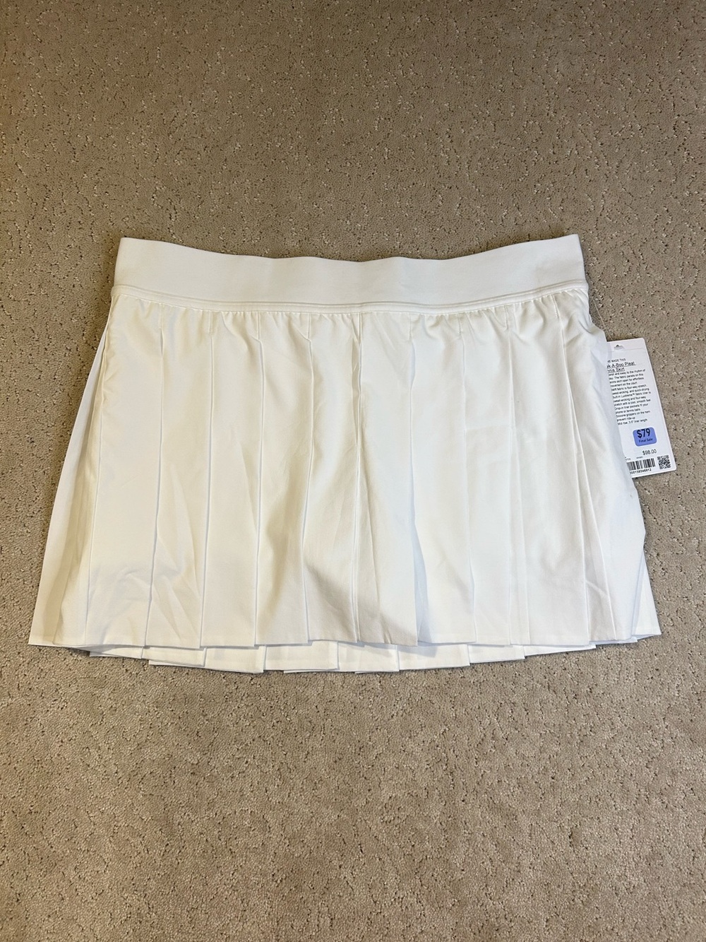 NWT lululemon Tennis Skirt Women XL White Peek-A-Boo Pleat Activewear Skort